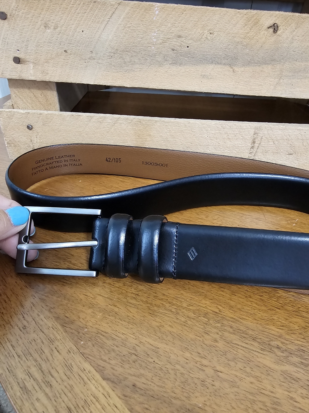 ​Joseph Abboud Black Leather Dress Belt Made in Italy Size 42